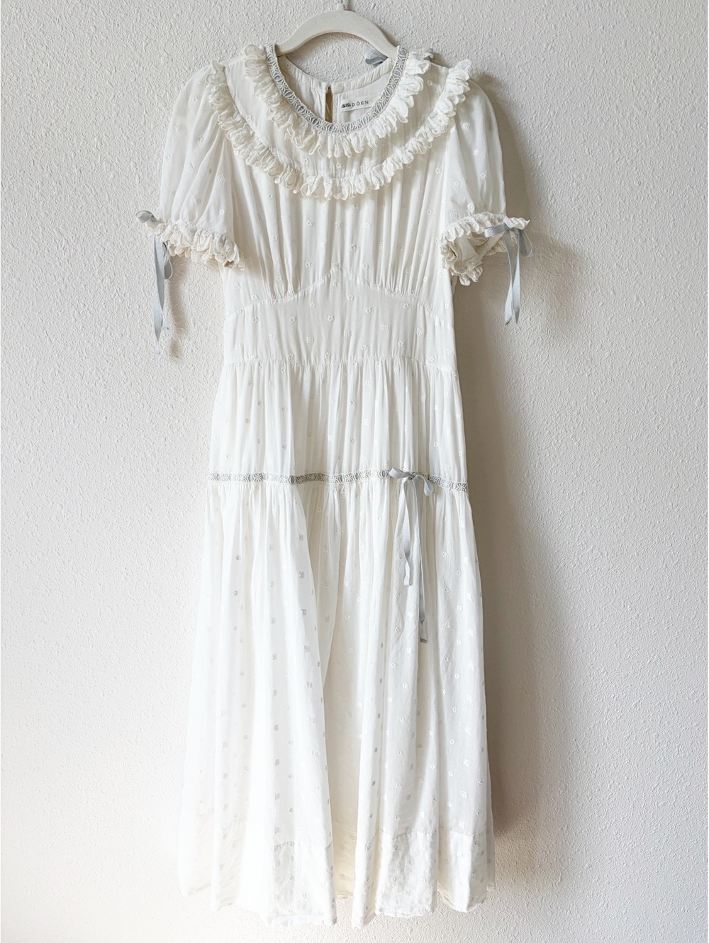 Doen Fiore Dress in Salt Size Medium Prairie Cottagecore Ruffle Bohemian